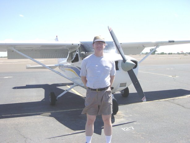 Jim poses prior to take-off