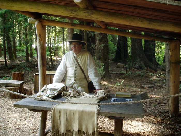 A ranger talks to us at Fort Clatsop