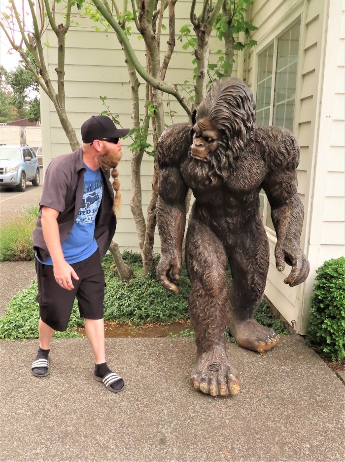 Alex poses with Bigfoot!
