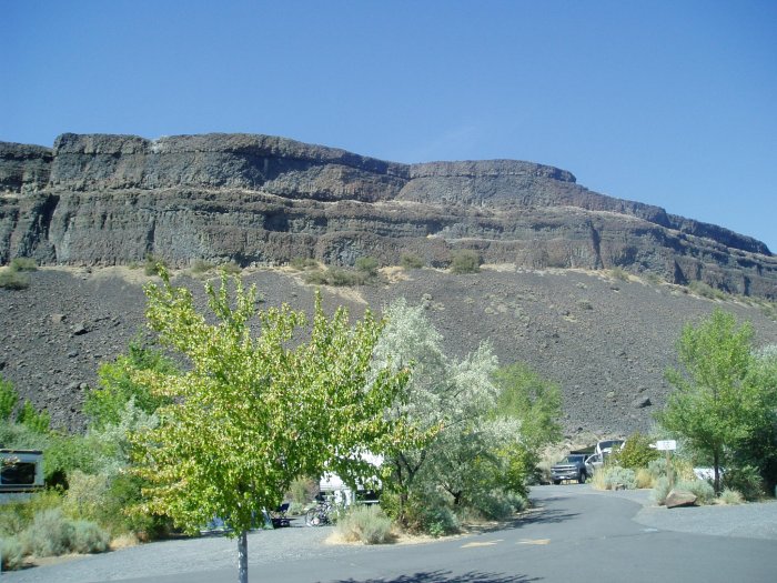 The Dry Falls as seen from below, in a campground