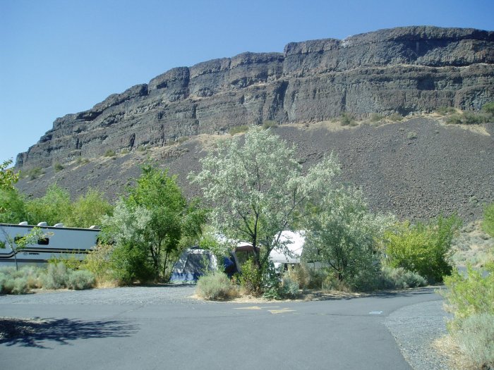 The Dry Falls as seen from below, in a campground