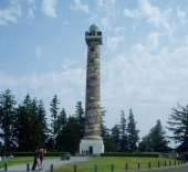 The Astoria Column.  Larry and Alex are walking toward the column.