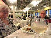 Mom and Dad enjoy dinner in the ship's main dining room