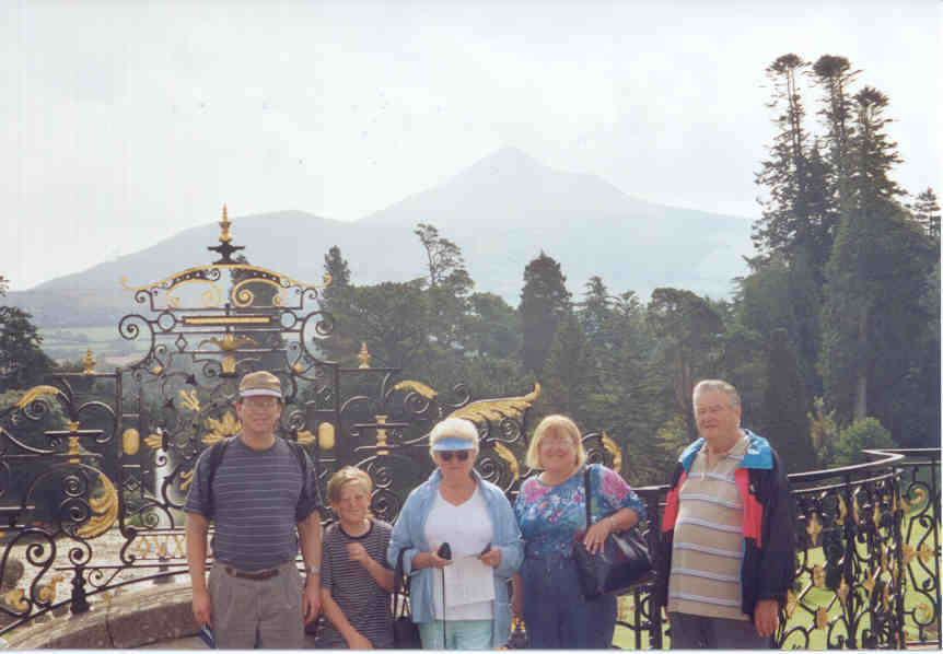 From left to right, Jim (me), Greg (my nephew), Mom, Carol (my sister), and Dad at Powerscourt