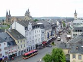 View of Trier from inside the Porta Nigra, a sturdy old Roman fortification