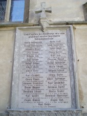 Closer view of one of the memorials listing those who died in World War I