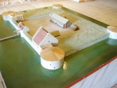 Fortress model.  Vadstena was reconstructed from a fortress into a castle, completed in 1620.  It was used as a royal palace until 1716, then became a granary.